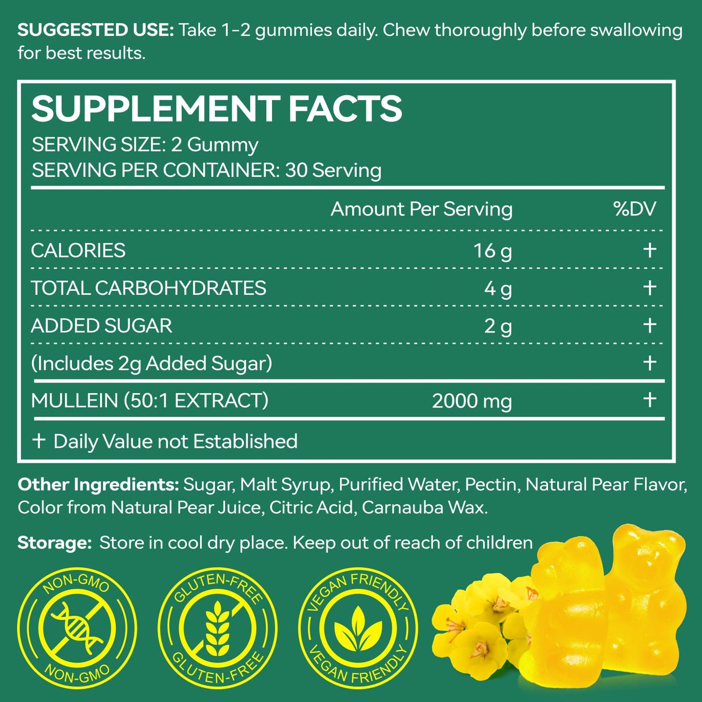 MXCZBSM Mullein Herbal Supplement, 120 Gummies