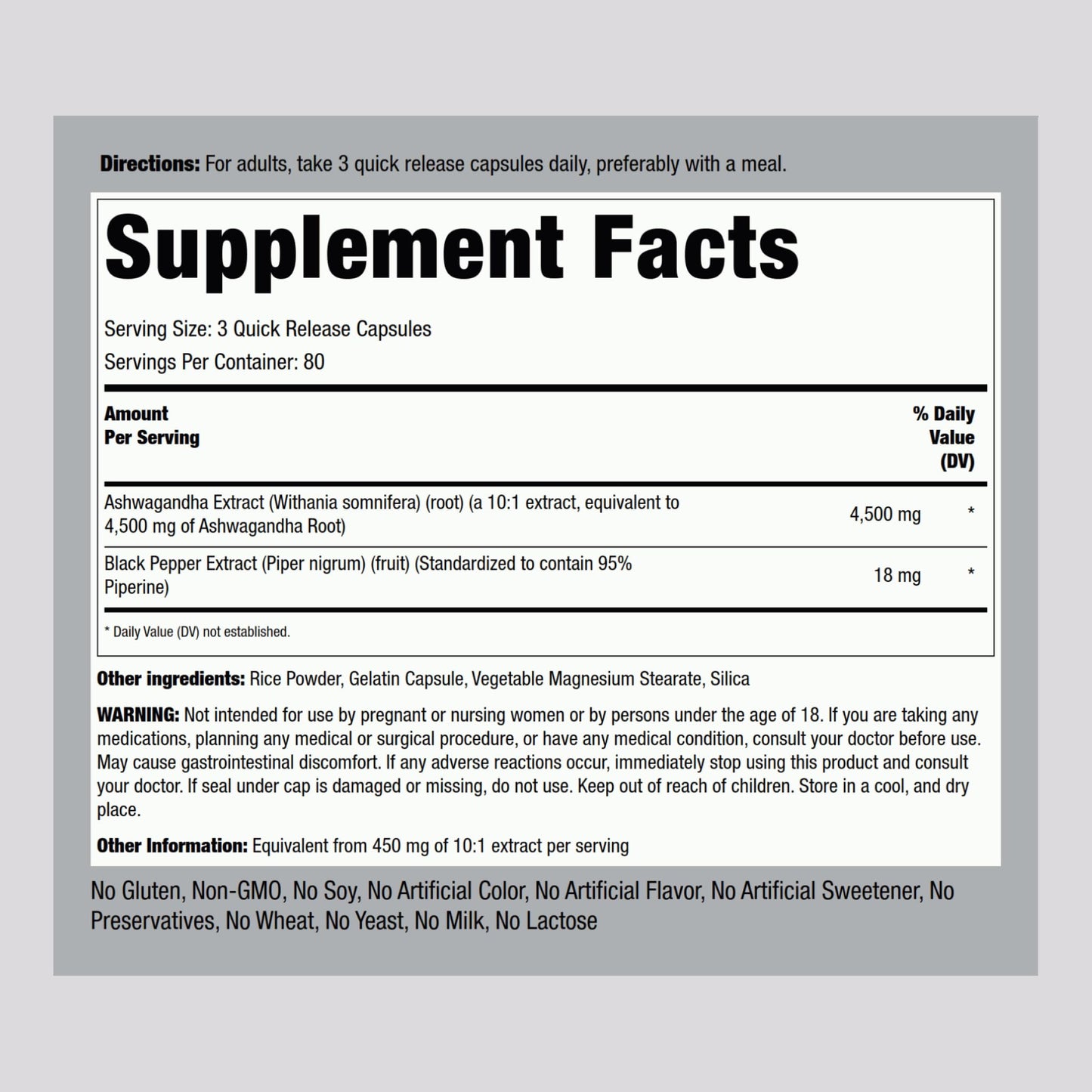 Piping Rock Ashwagandha Supplement Capsules, 240