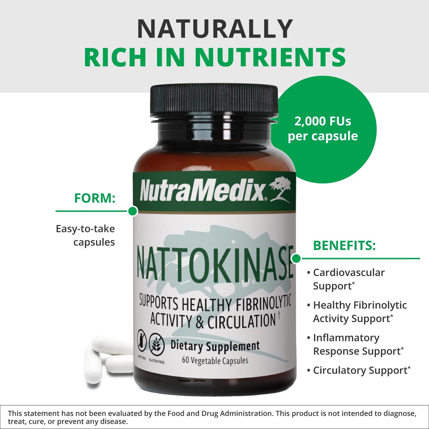 NutraMedix Nattokinase Supplement Capsule 60 Count