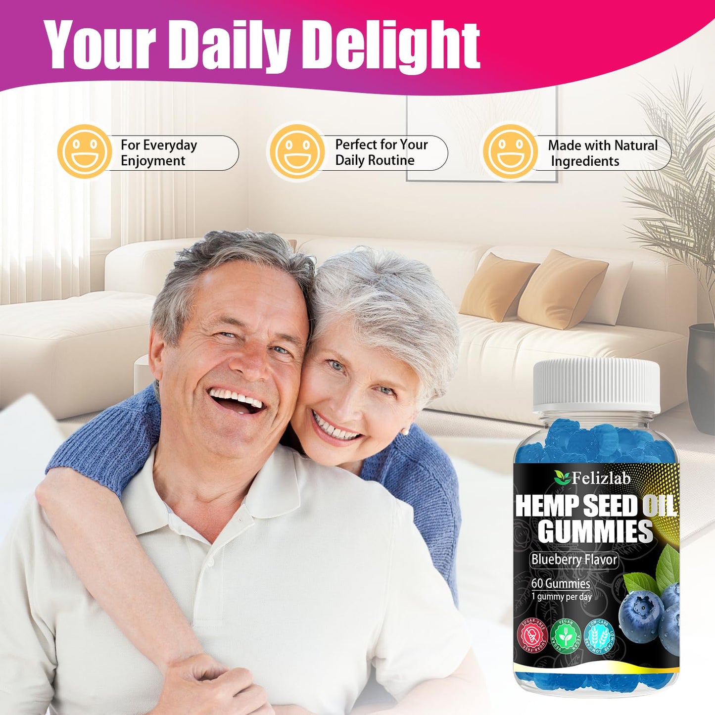 Felizlab Hemp Gummies for Sleep Pain Anxiety 120 Gummies