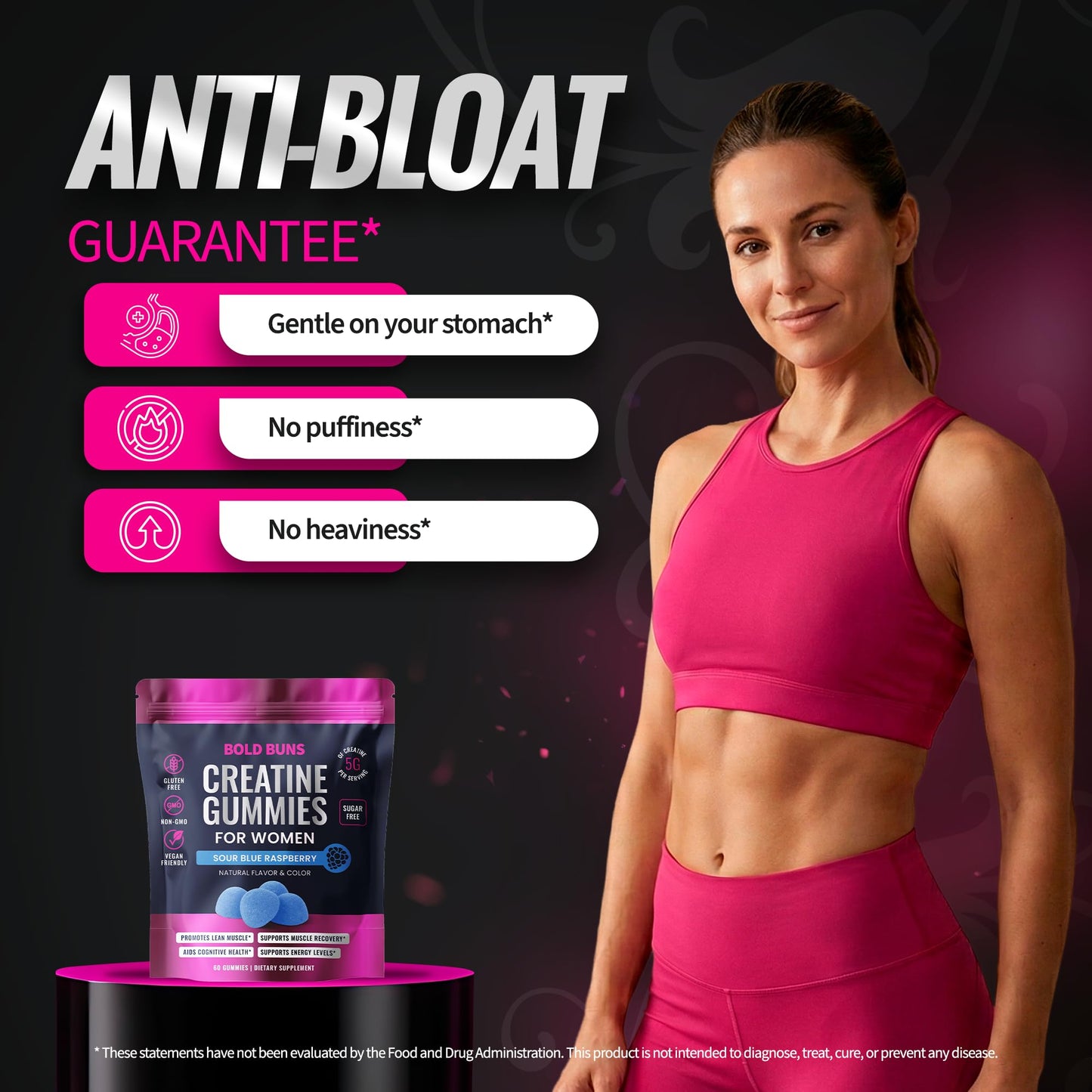 Bold Buns Creatine Monohydrate Gummies 60 Count