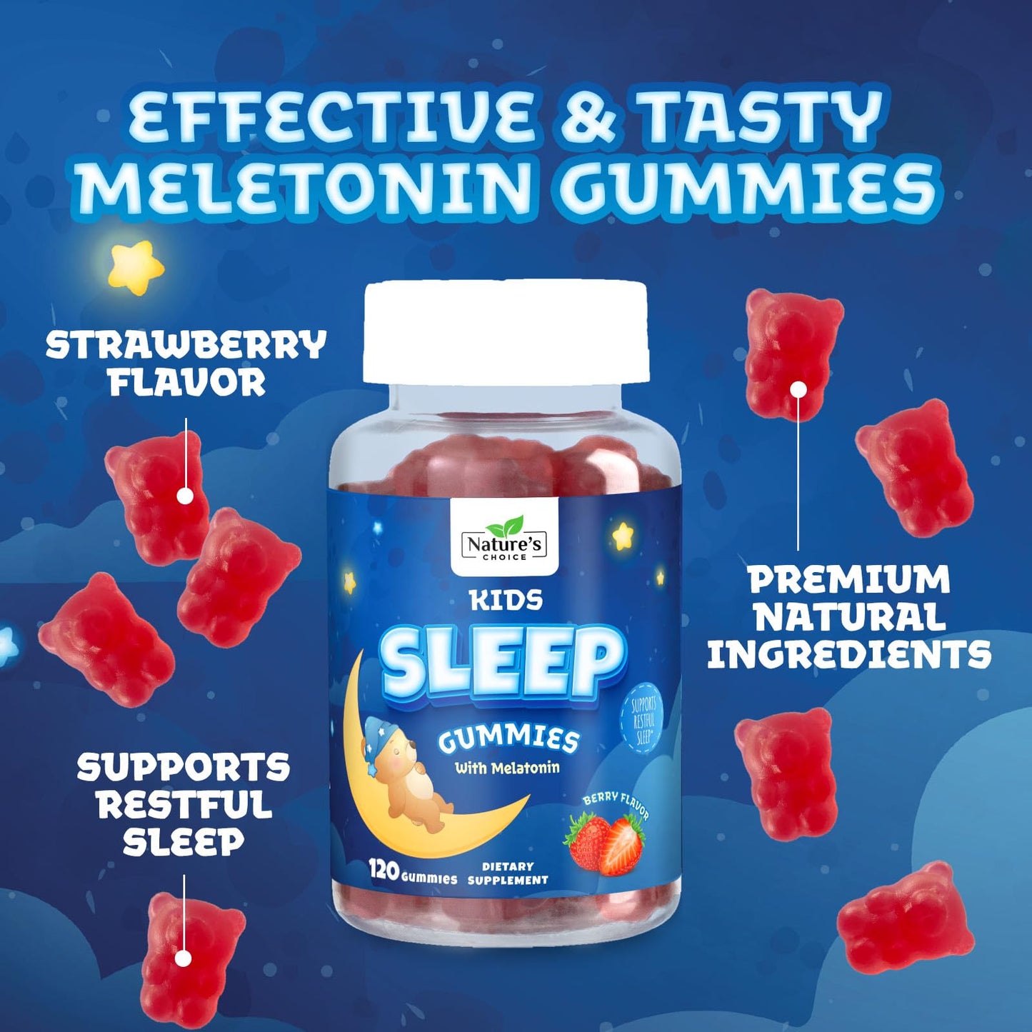 Nature's Choice Kids Melatonin Gummies 2mg Per Serving, 120 Gummies