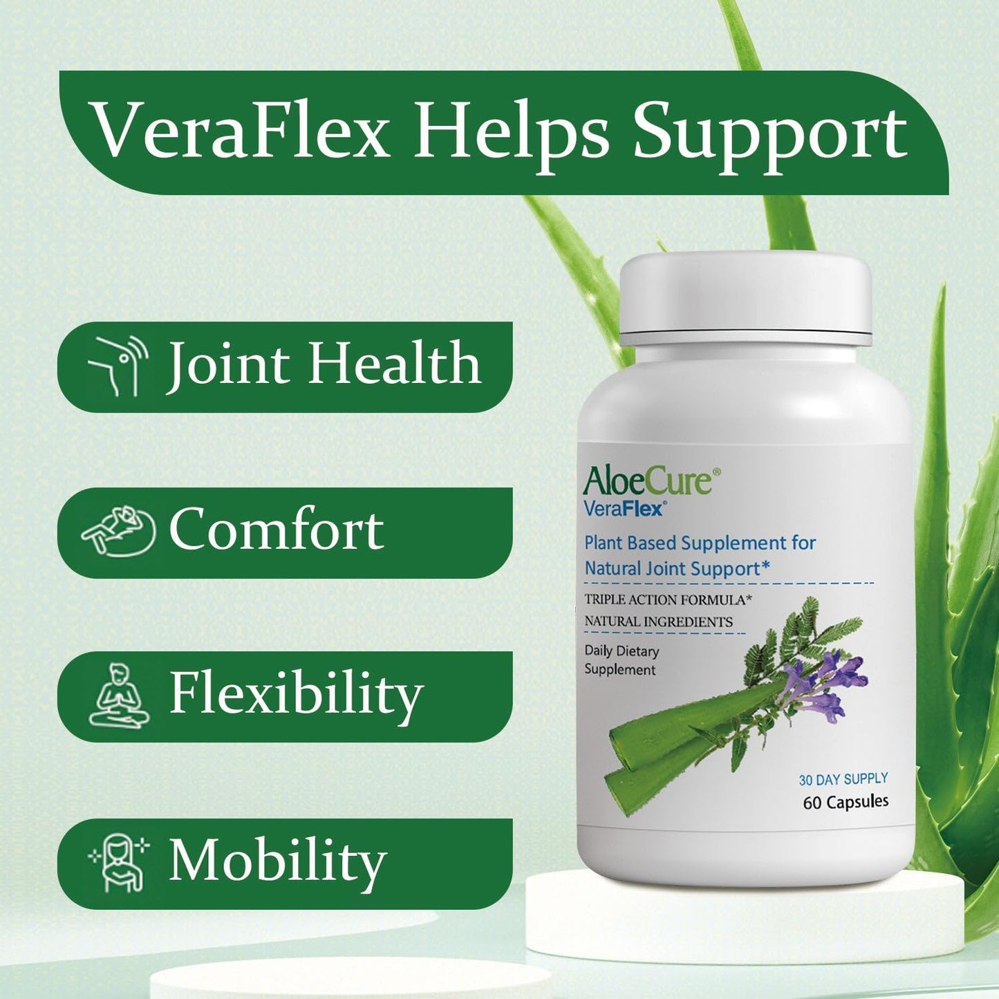 AloeCure VeraFlex Natural Joint Support Capsules, 6 Bottles