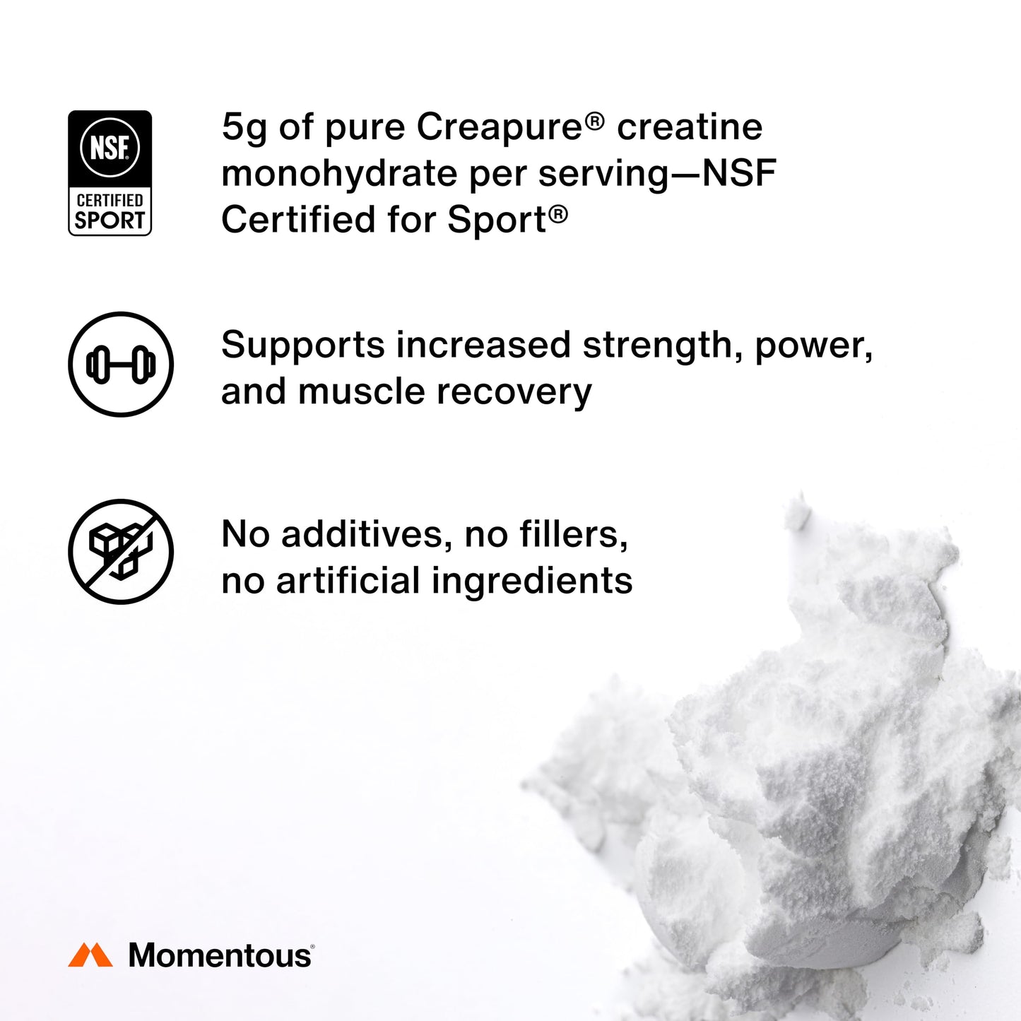 Momentous Creatine Lemon Monohydrate Powder, 15 Servings