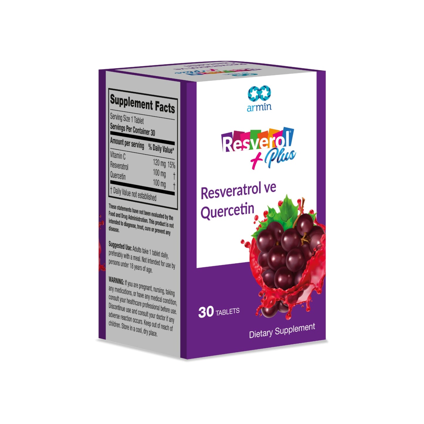 Resverol Plus Resveratrol with Quercetin & Vitamin C – Energy, Immune Support & Healthy Aging, 30 Capsules