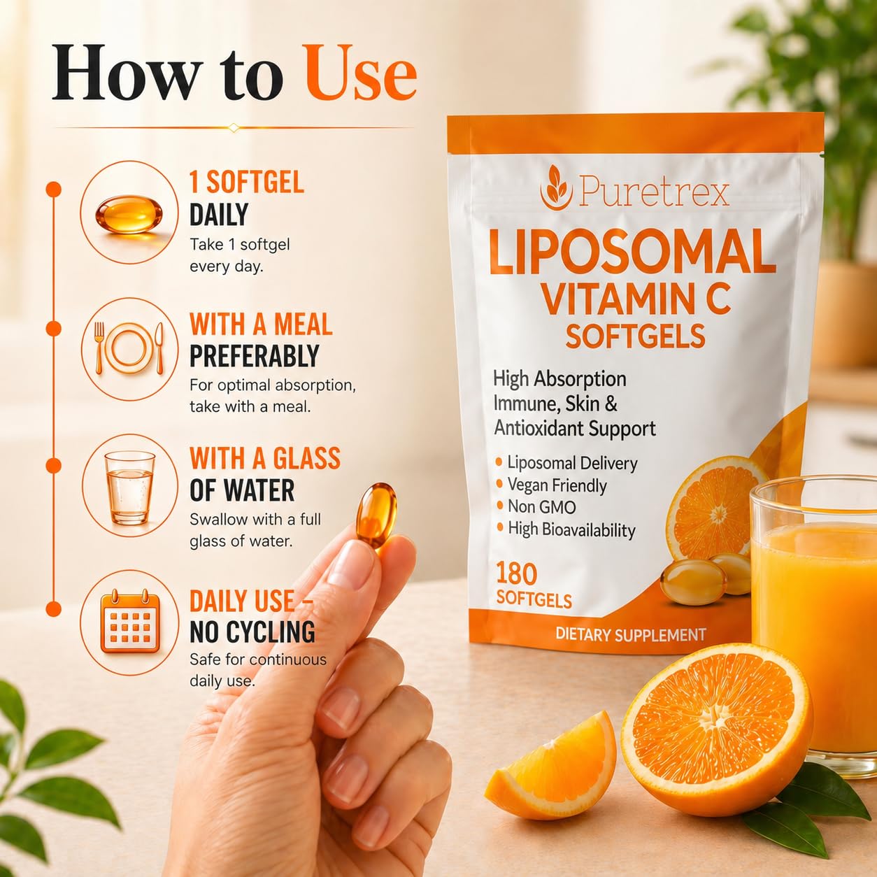 PURETREX Liposomal Vitamin C 1000mg Softgel, 1 Softgel