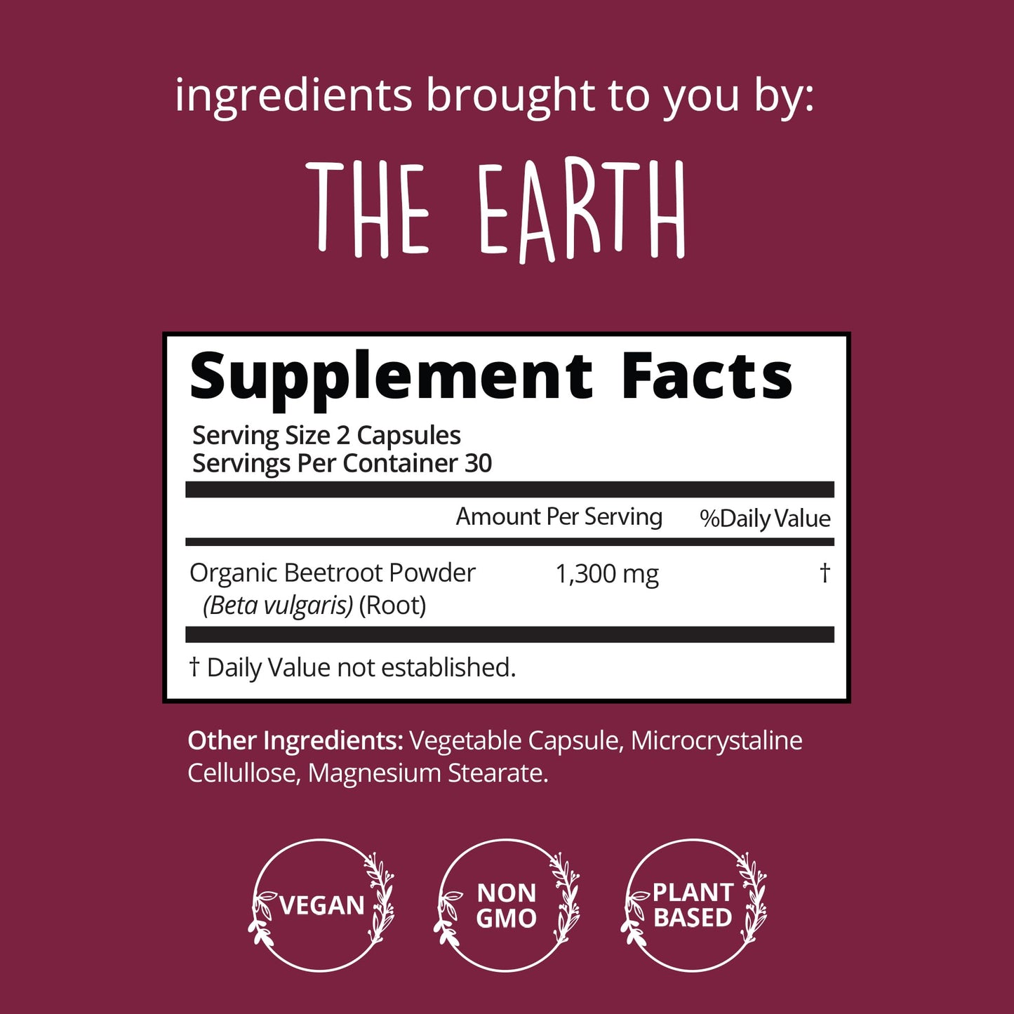 Happy Healthy Hippie Organic Beet Root Capsules 60 Count