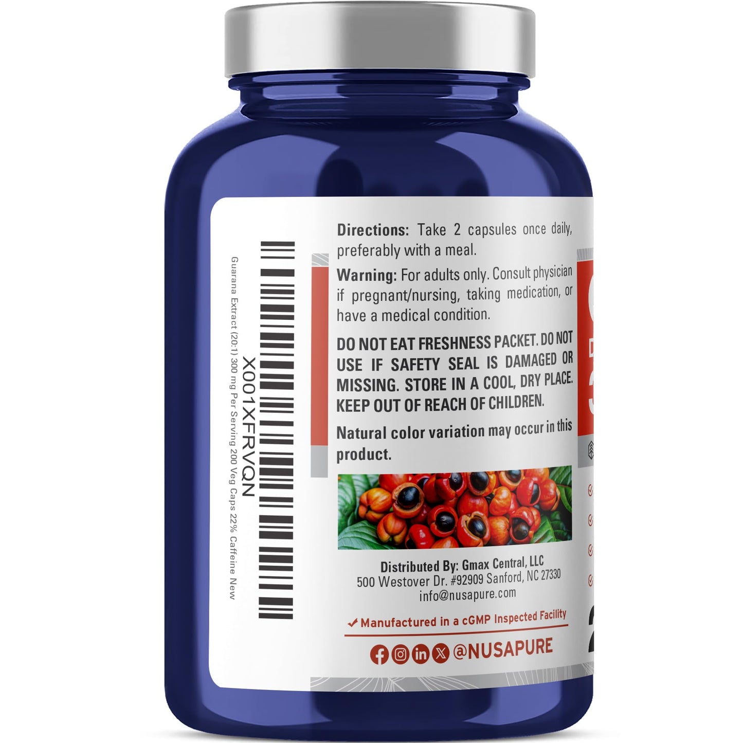 NusaPure Guarana Seed Capsules 200