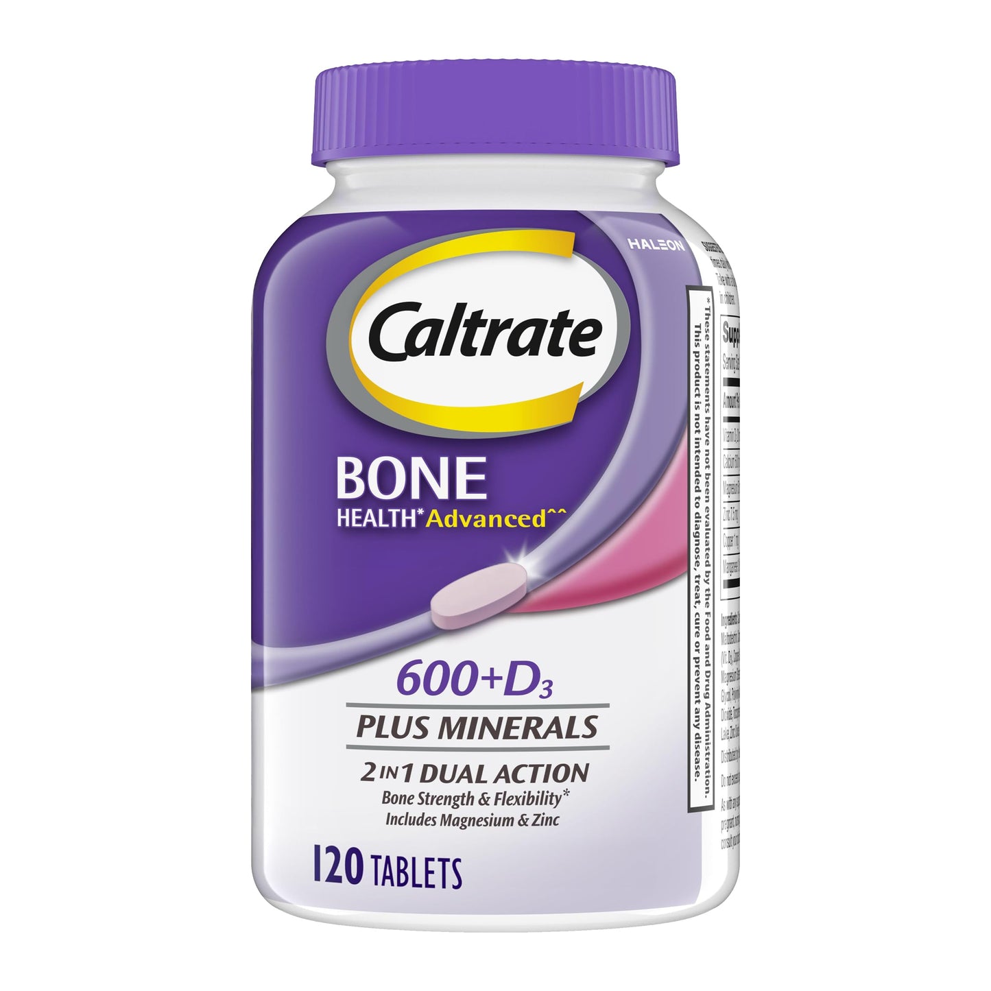 Caltrate 600 Plus D3 Plus Minerals Calcium and Vitamin D Supplement, 120 Tablets
