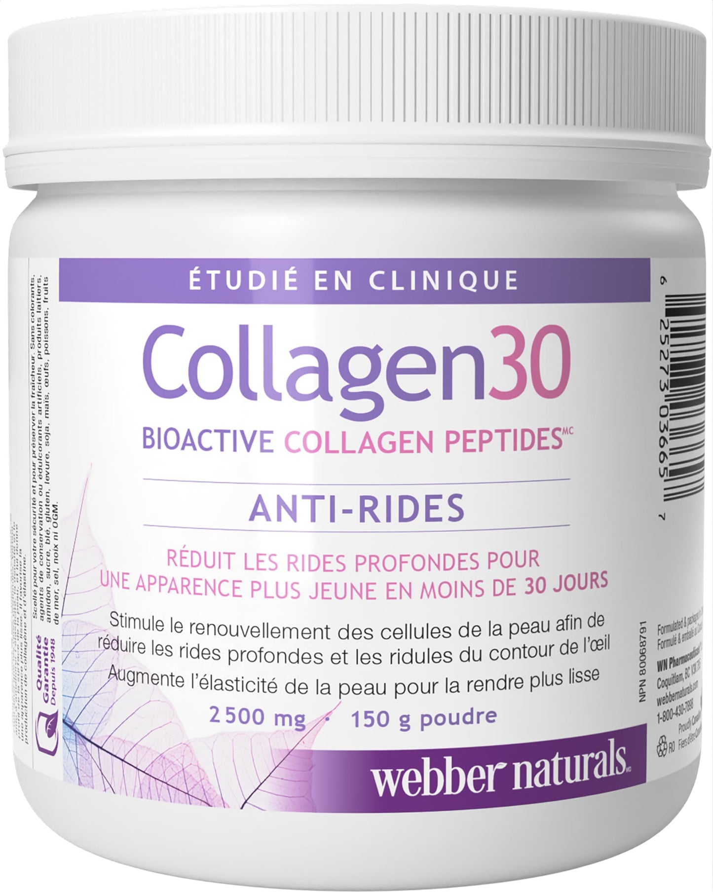 Webber Naturals Collagen30 Anti-Wrinkle 2500 mg Powder 5.3 oz