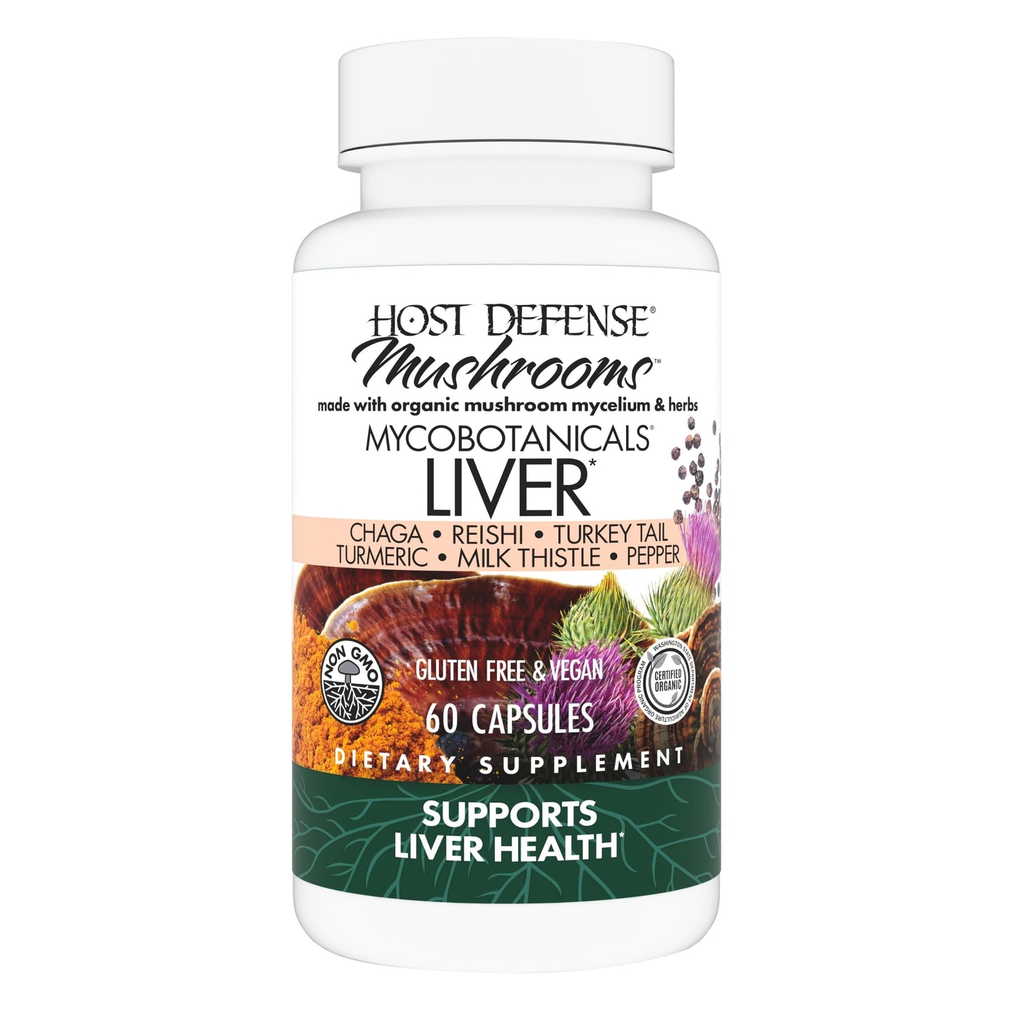 Host Defense MycoBotanicals Liver Capsules, 60 Count