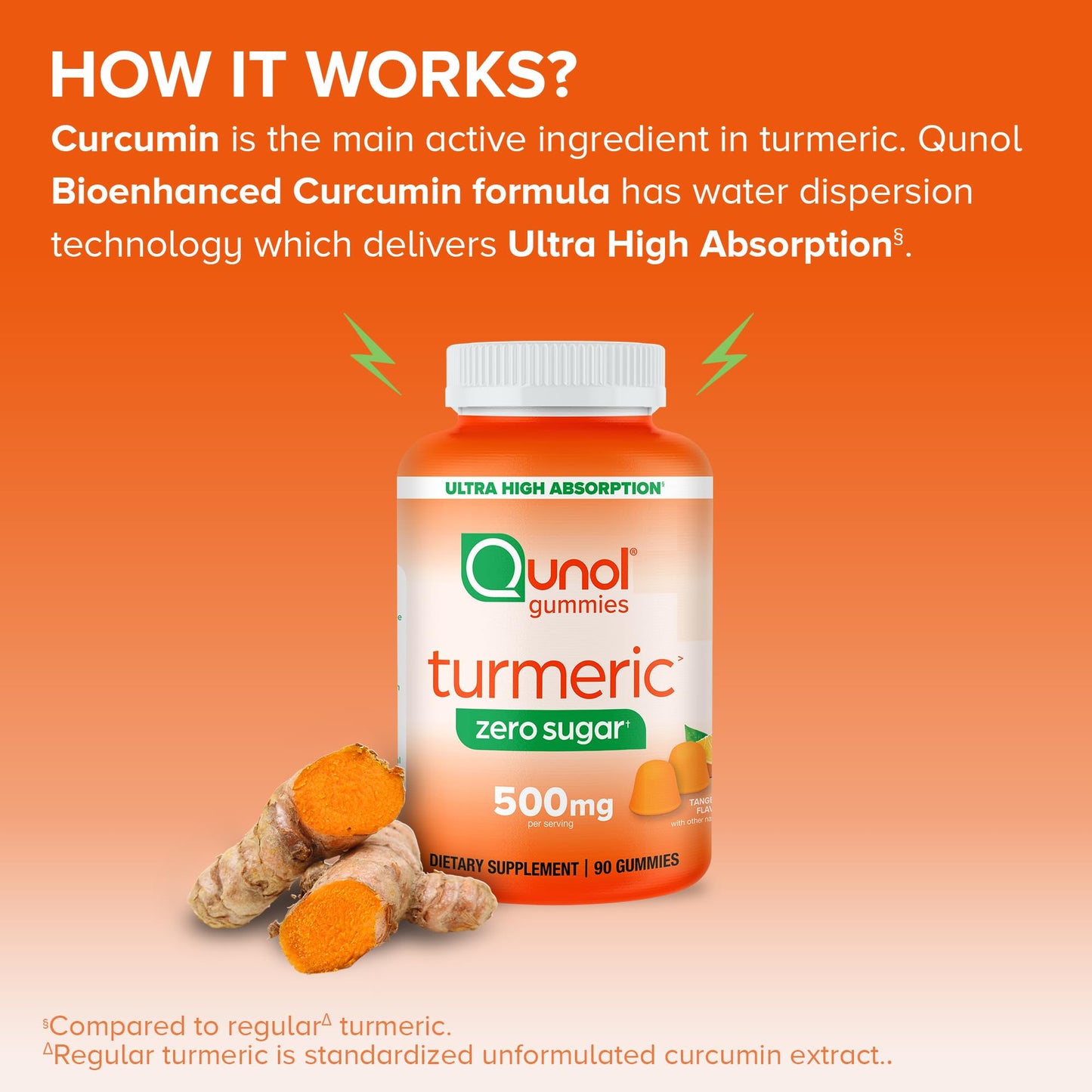 Qunol Zero Sugar Turmeric Gummies Gummy 90 Count
