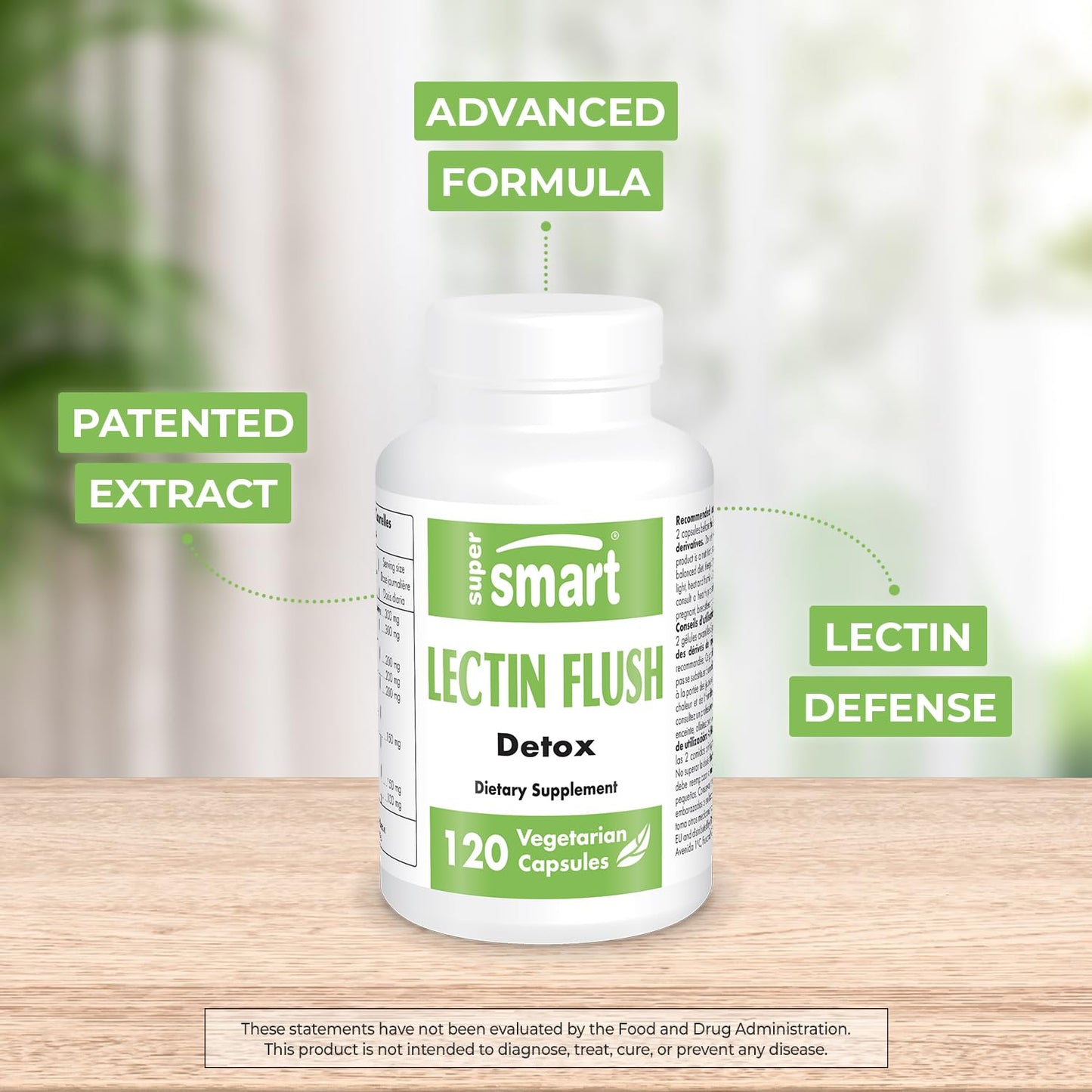 Supersmart Lectin Flush Lectin Blocker Shield Supplement, 120 Capsules