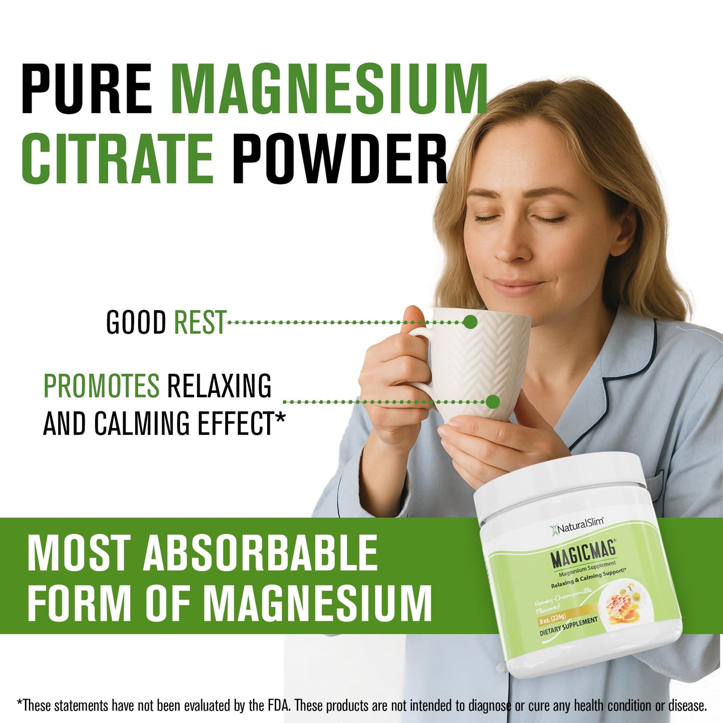 NaturalSlim MagicMag Magnesium Citrate Powder 16 oz (Pack of 2)
