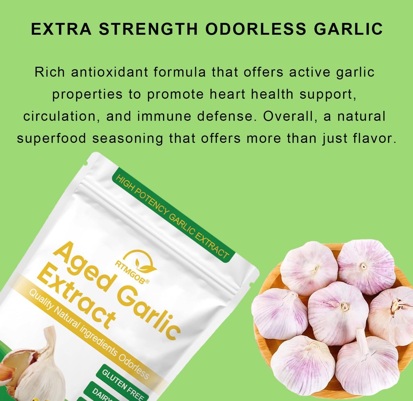 RTMGOB Organic Aged Garlic Extract Supplements 180 Softgels
