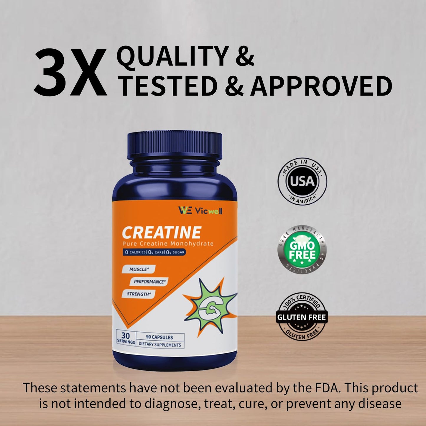 Vicwell Creatine Monohydrate Capsules 90 Count
