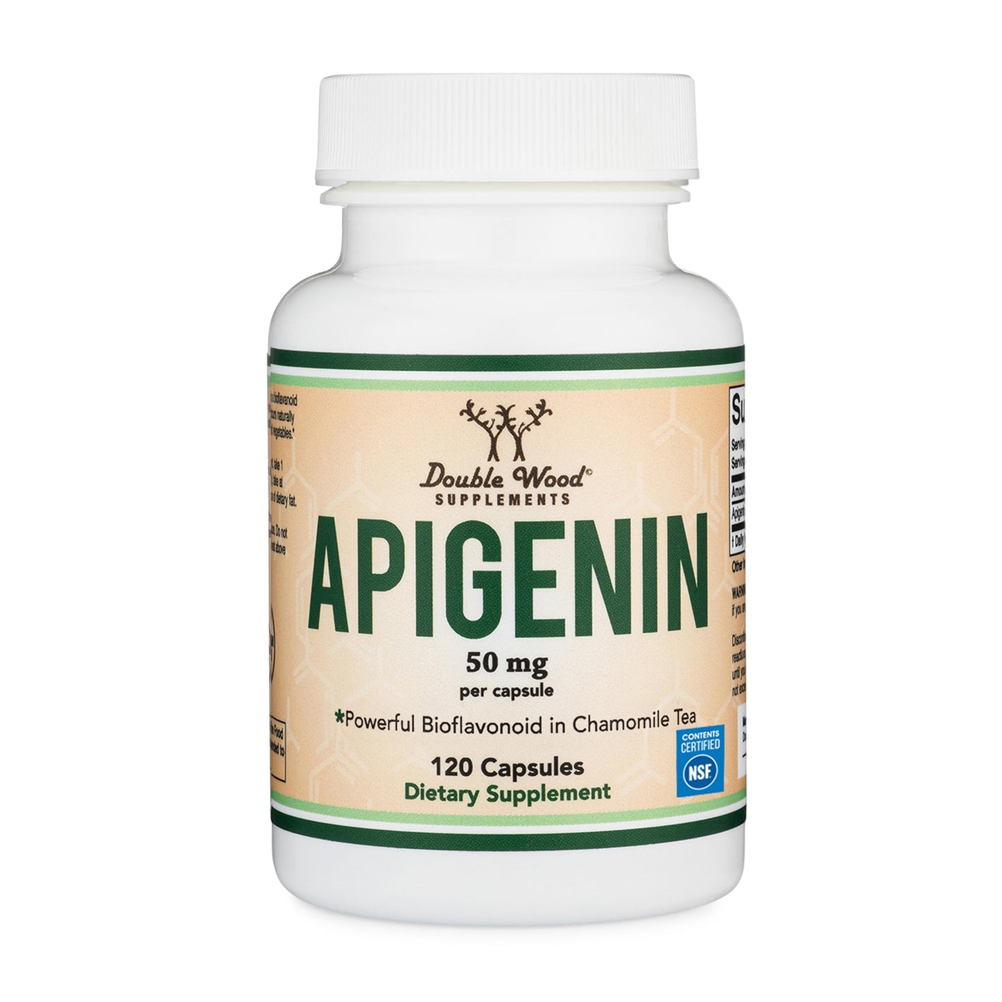 Double Wood Supplements Apigenin 50mg Capsule, 120 Count