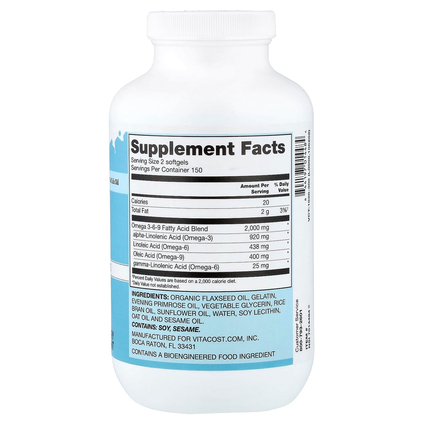 Vitacost Omega 3-6-9 Oil Blend Softgels 300