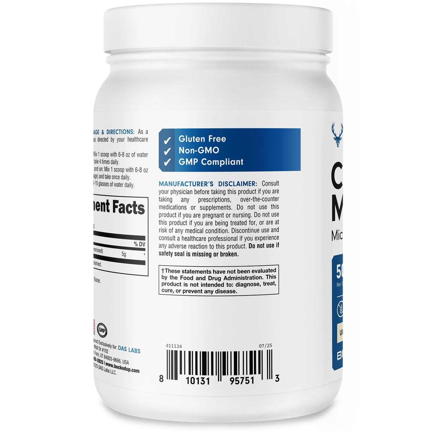 Bucked Up Pure Micronized Creatine Monohydrate Powder 21.1644 oz