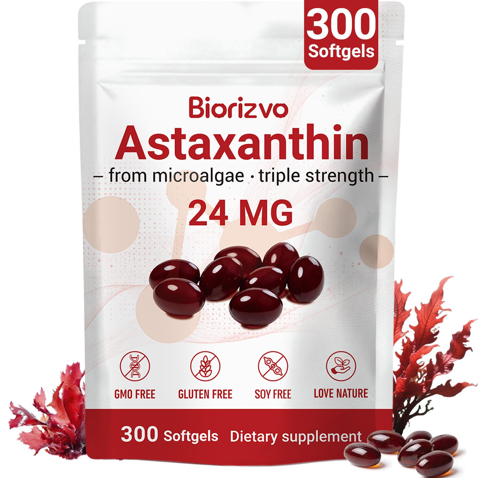 Biorizvo Astaxanthin Supplements 24mg Softgels, 300 Count