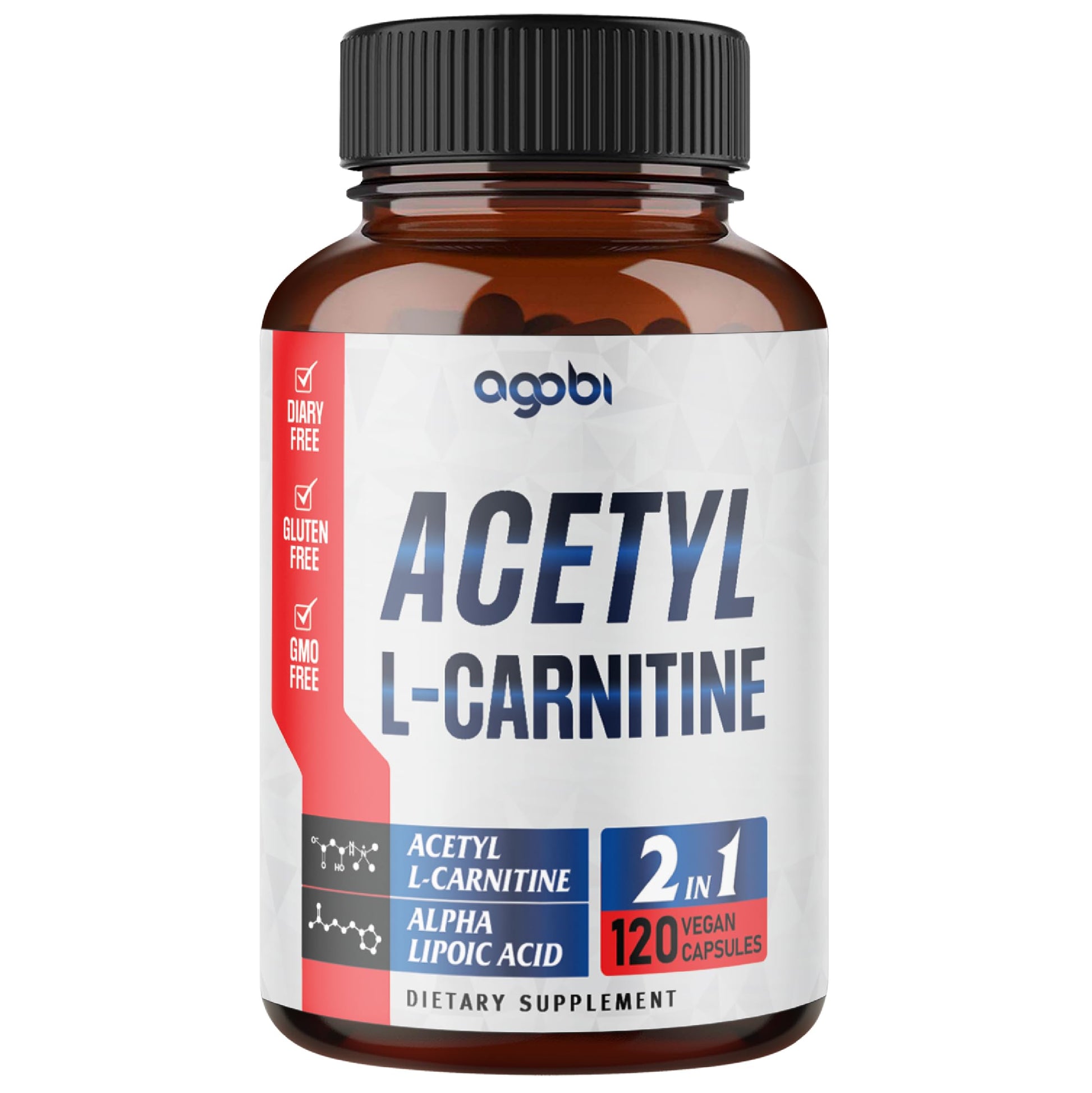 agobi Acetyl L-Carnitine & Alpha Lipoic Acid Complex 1500mg Capsules, 120 Count