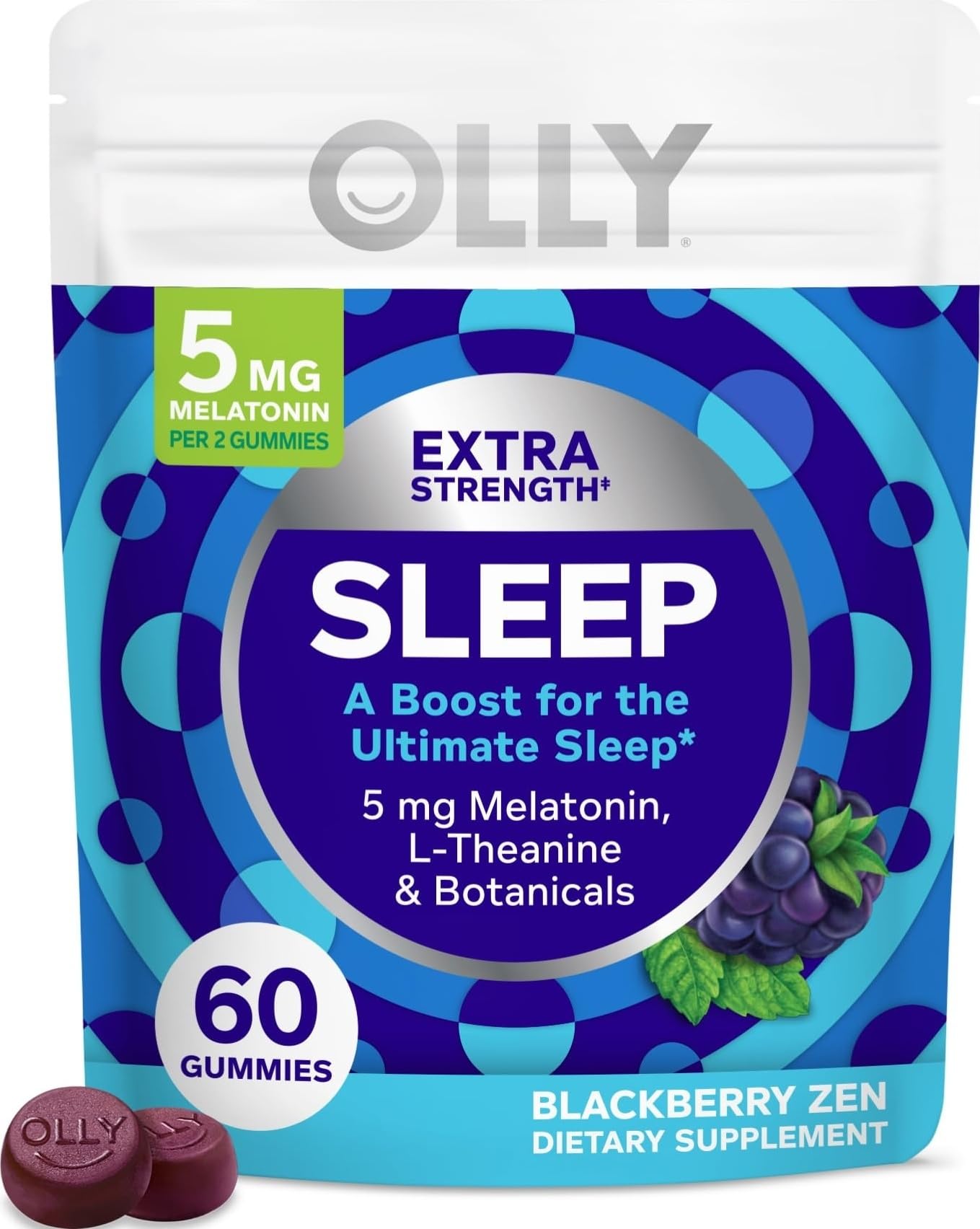 OLLY Extra Strength Sleep, Occasional Sleep Support Supplement Gummy 60 Count