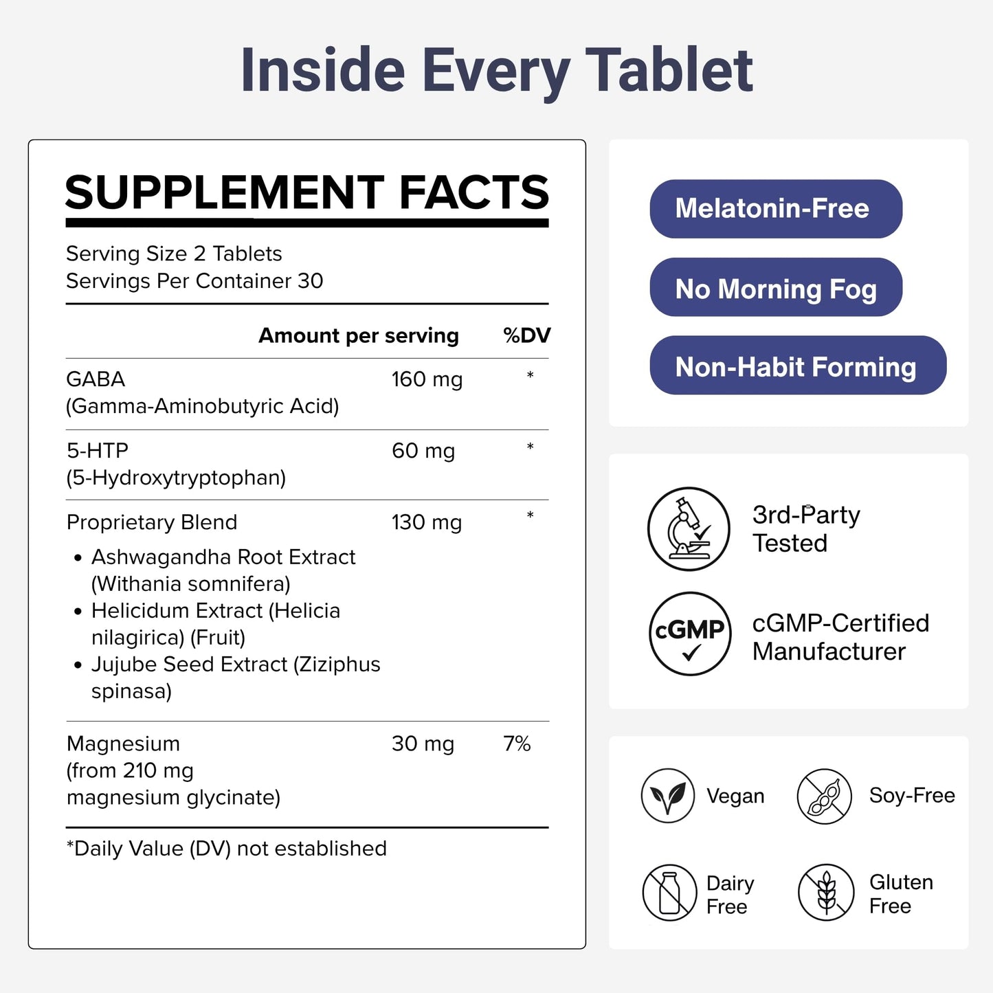 Dobel USA Relax & Sleep - Melatonin Free Sleep Aid for Adults - Magnesium Glycinate, Ashwagandha, GABA & 5-HTP - Non-Habit Forming Tablets, 60 Count