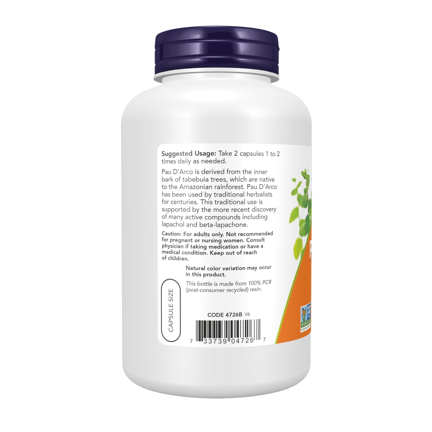NOW Foods Pau D'Arco (Tabebuia heptaphylla) 500 mg Capsules, 500 Count