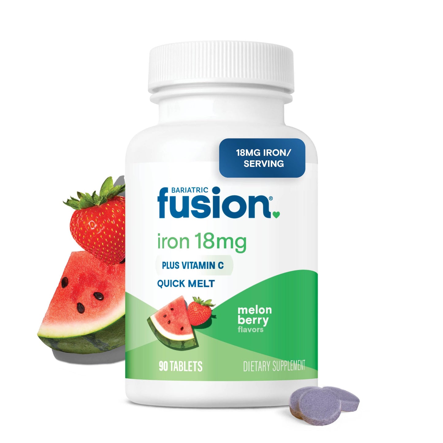 Bariatric Fusion Iron Supplement for Women Quick Melt Tablets, 90 Count