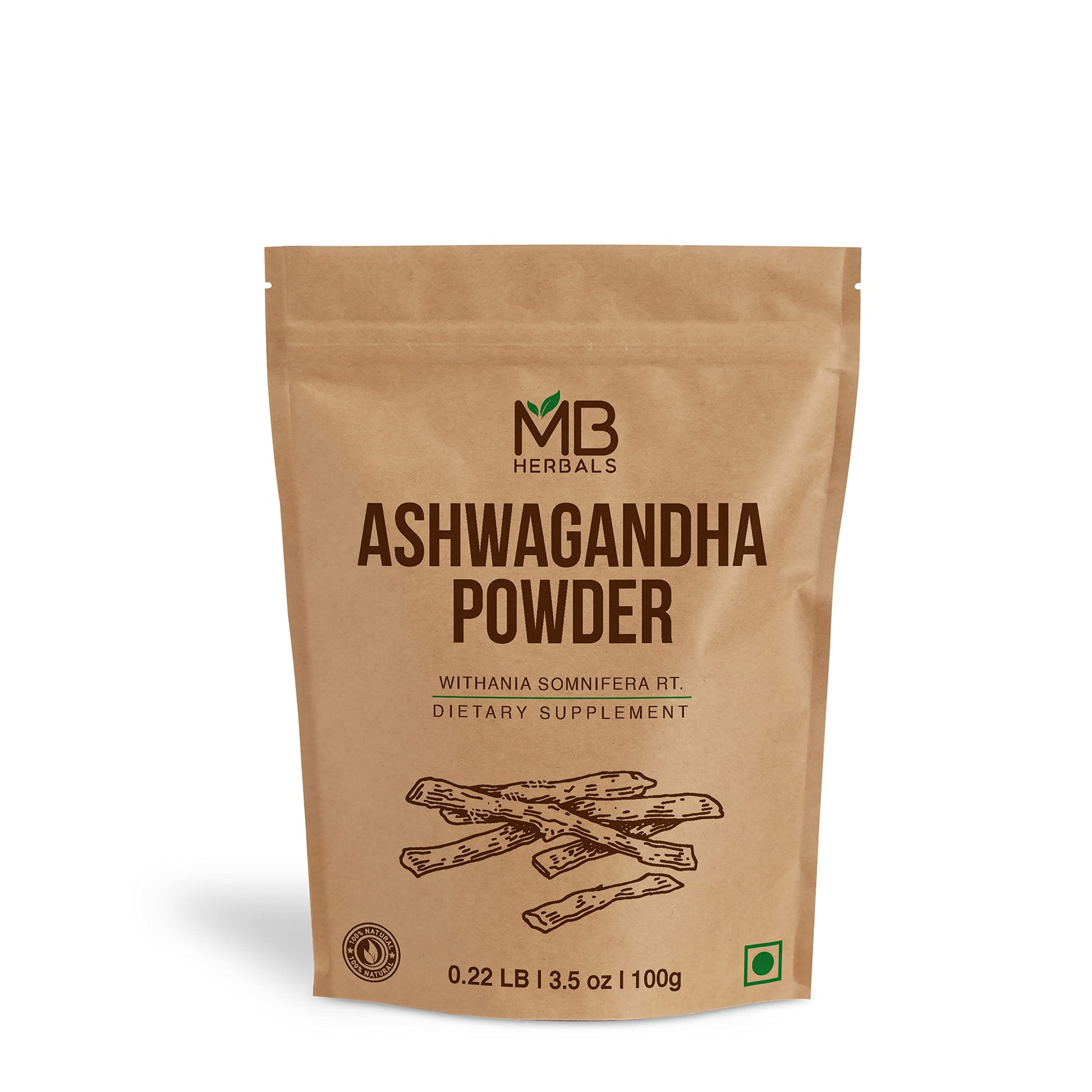 MB Herbals Pure Ashwagandha Powder 3.5 oz