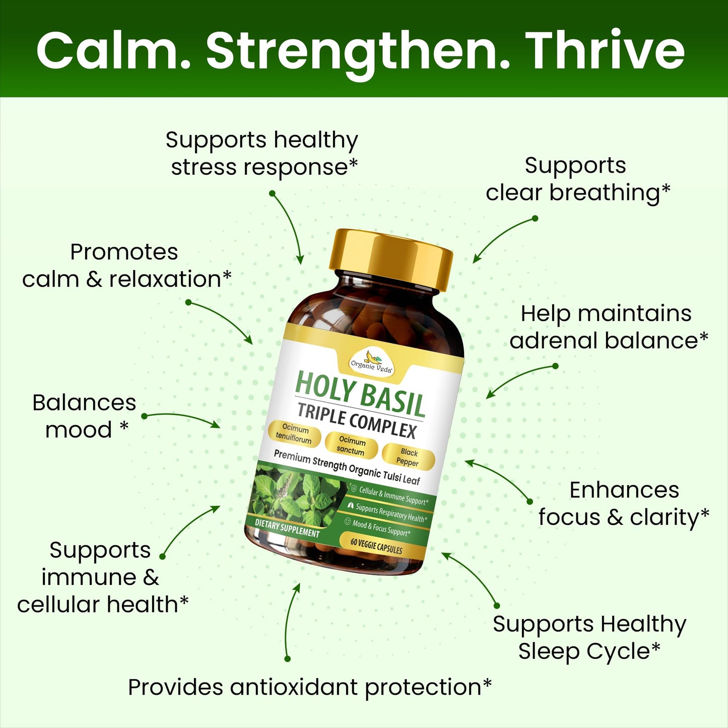 Organic Veda Holy Basil Capsules, 60 Count
