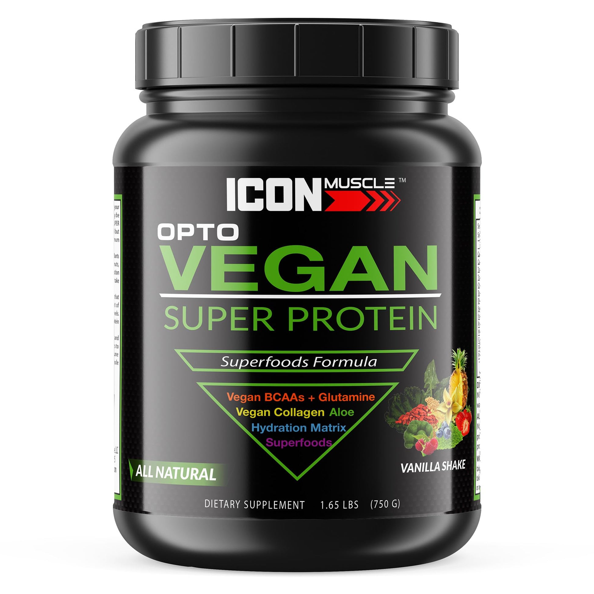 Icon Muscle Opto Vegan Super Protein Vanilla Protein Powder, 1 Ounce (Pack of 1)
