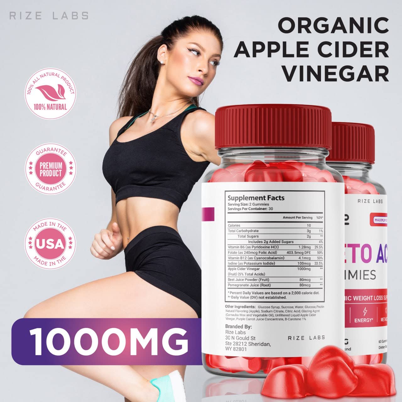 Rize Labs Ace Keto ACV Gummies for Advanced Weight Loss with Apple Cider Vinegar Supplement Belly Fat Extra Strength, 300 Gummies