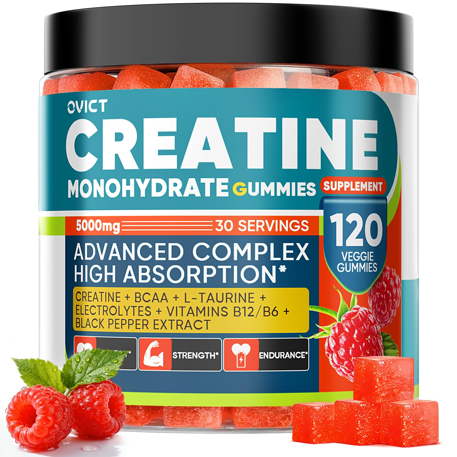 OVICT Creatine Monohydrate Gummies, 120 Count