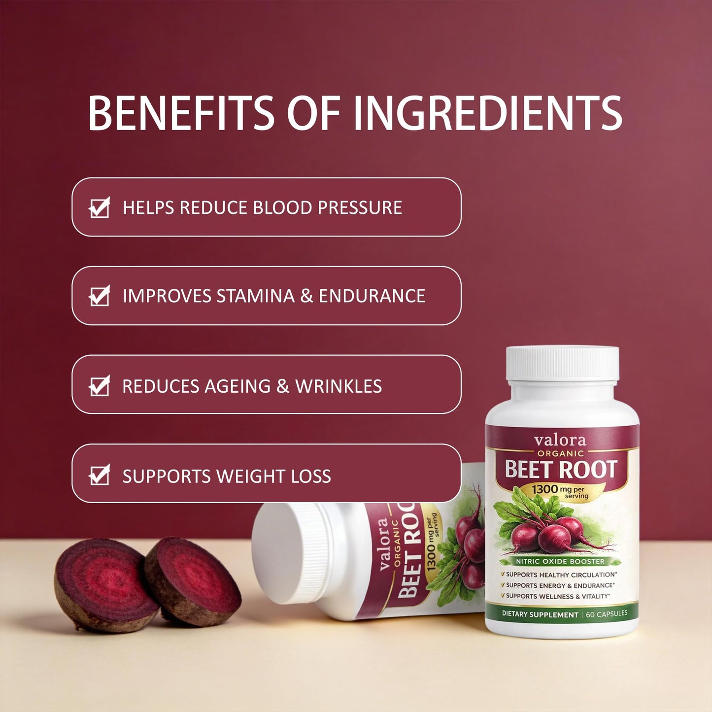 Valora Beravia Beet Root Capsules, 60 Capsules