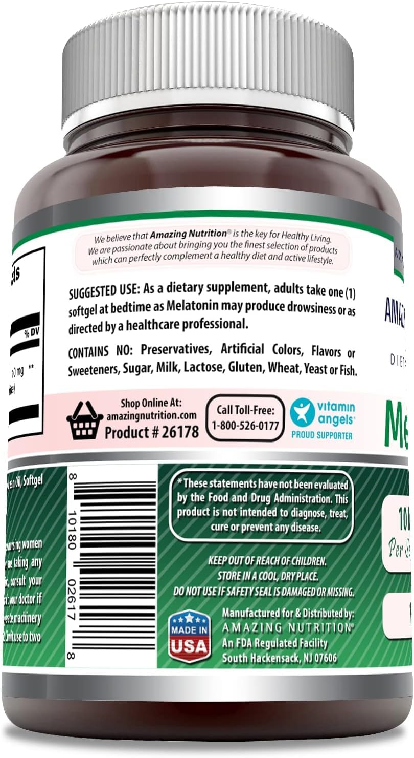 Amazing Nutrition Melatonin 10 mg Softgels 360 Count