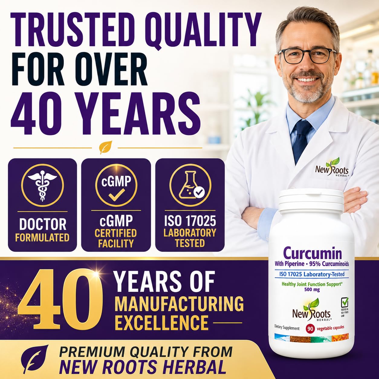 NEW ROOTS HERBAL Turmeric Curcumin Supplement with Black Pepper Extract is 20x Better Absorption | Coumarin Capsules with 95% Curcuminoids & 95% Piperine, 90 Capsules
