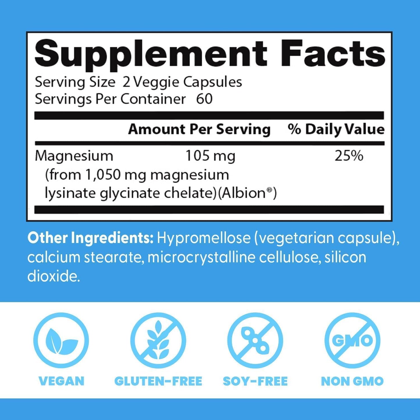 Doctor's Best High Absorption Magnesium Glycinate Lysinate Chelated Magnesium Supplement for Sleep Support - Capsules, 105 mg per Serving, Calm Support, Vegan - 120 Veg Caps