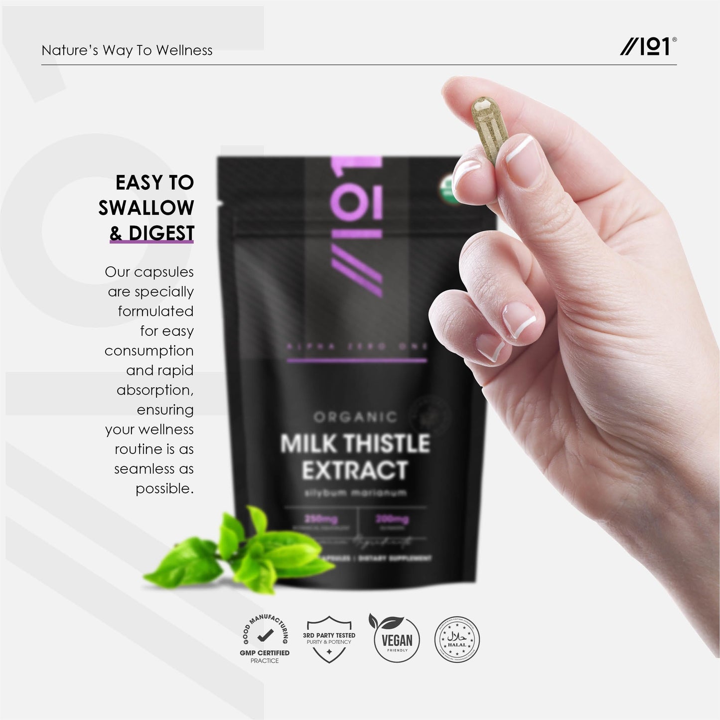 ALPHA01 Organic Milk Thistle Extract Capsules 60 Count