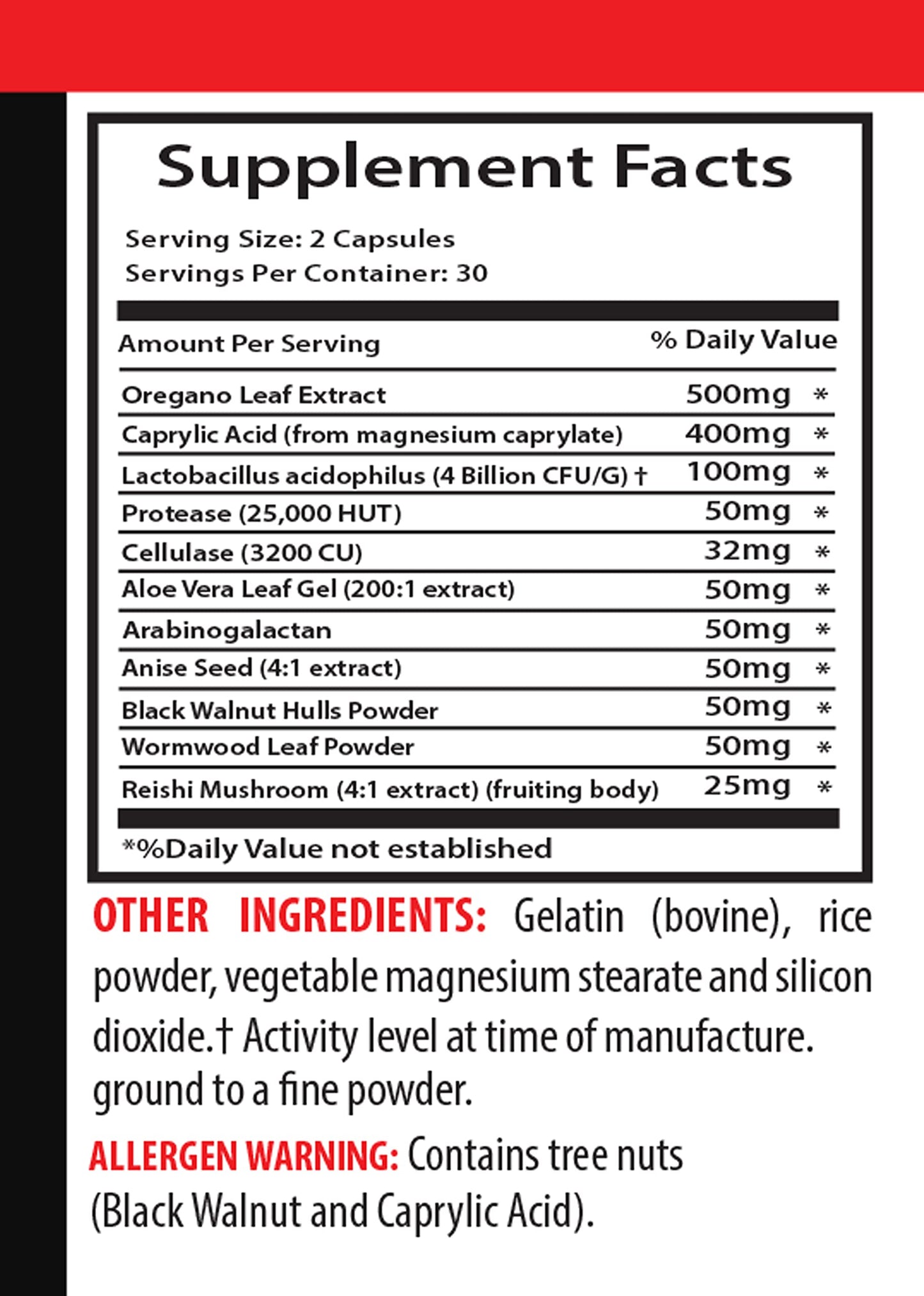 VIP VITAMINS Organic Reishi Mushroom Powder Capsules, 120 Capsules