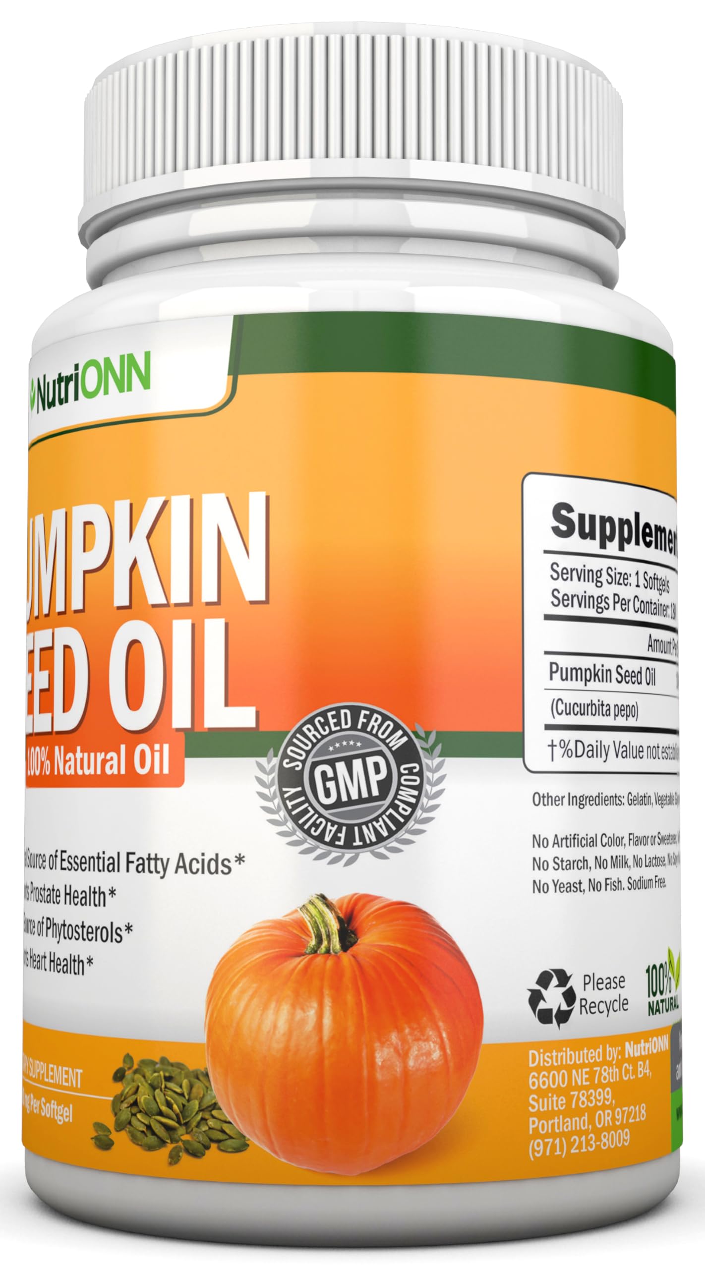 NutriONN Pumpkin Seed Oil 1000mg Softgels 180