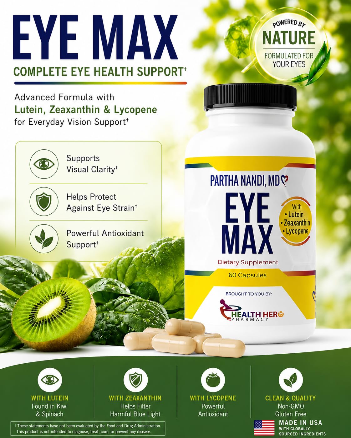 Partha Nandi, MD Lutein Zeaxanthin Lycopene Eye Vision Supplement Softgel 60
