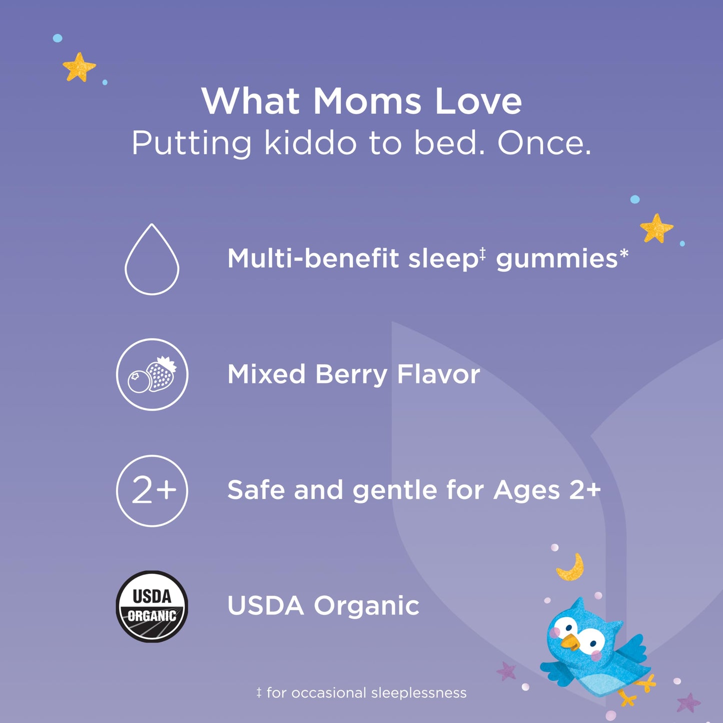 Hyland's Kids Melatonin Free Organic Sleep Aid Gummies with Calm & Immune Support - with Vitamin C, Zinc, Elderberry, Lemon Balm & Chamomile, Helps with Sleeplessness & Restlessness, 60 Vegan Gummies