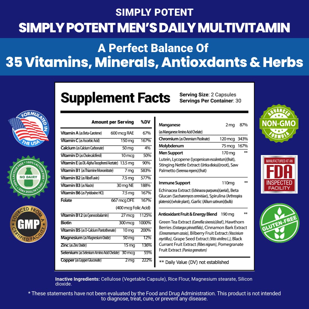 Simply Potent Daily Multivitamin for Men 60 Capsules
