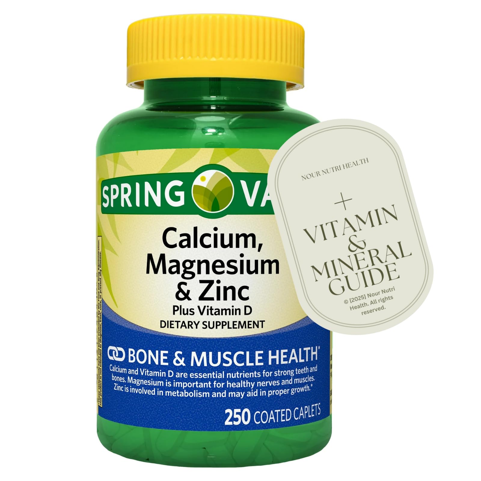 Generic Calcium, Magnesium, Zinc + Vitamin D3 Supplement Tablets, 250 Count