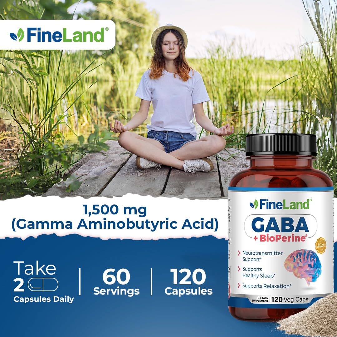 FineLand GABA + BioPerine Gamma-Aminobutyric Acid Supplement Capsule 120 Capsules