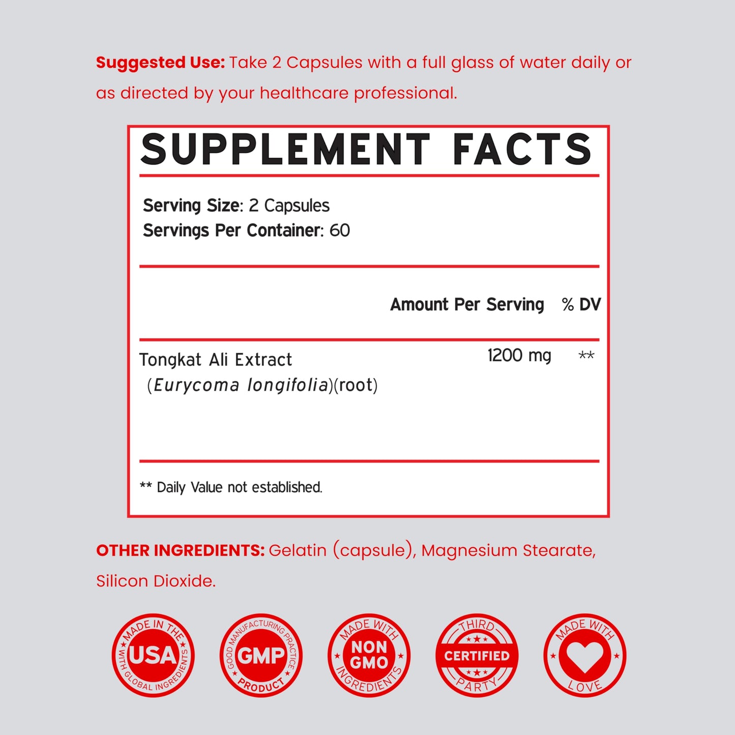 DORADO NUTRITION Tongkat Ali For Men (Longjack) Eurycoma Longifolia Extract 1200mg Per Serving, 120 Capsules