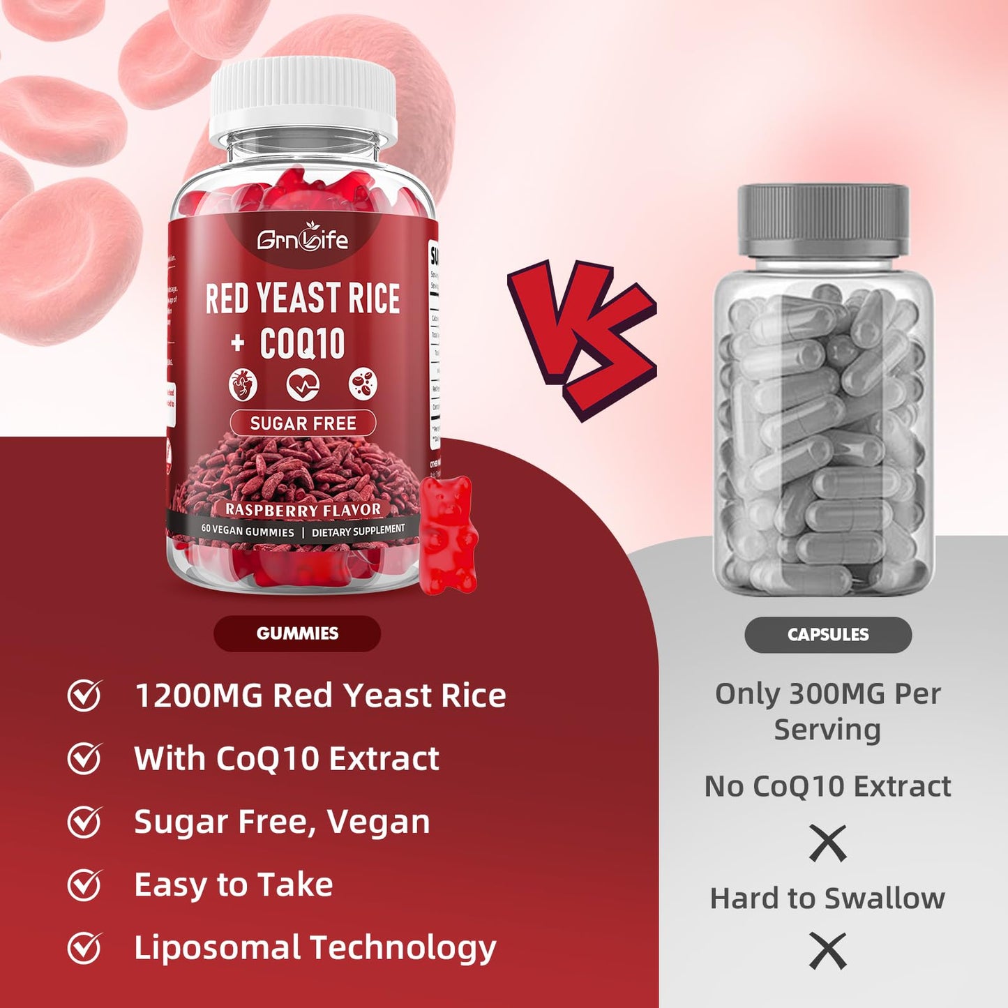 GrnLife Red Yeast Rice with CoQ10 Gummies 120 Count
