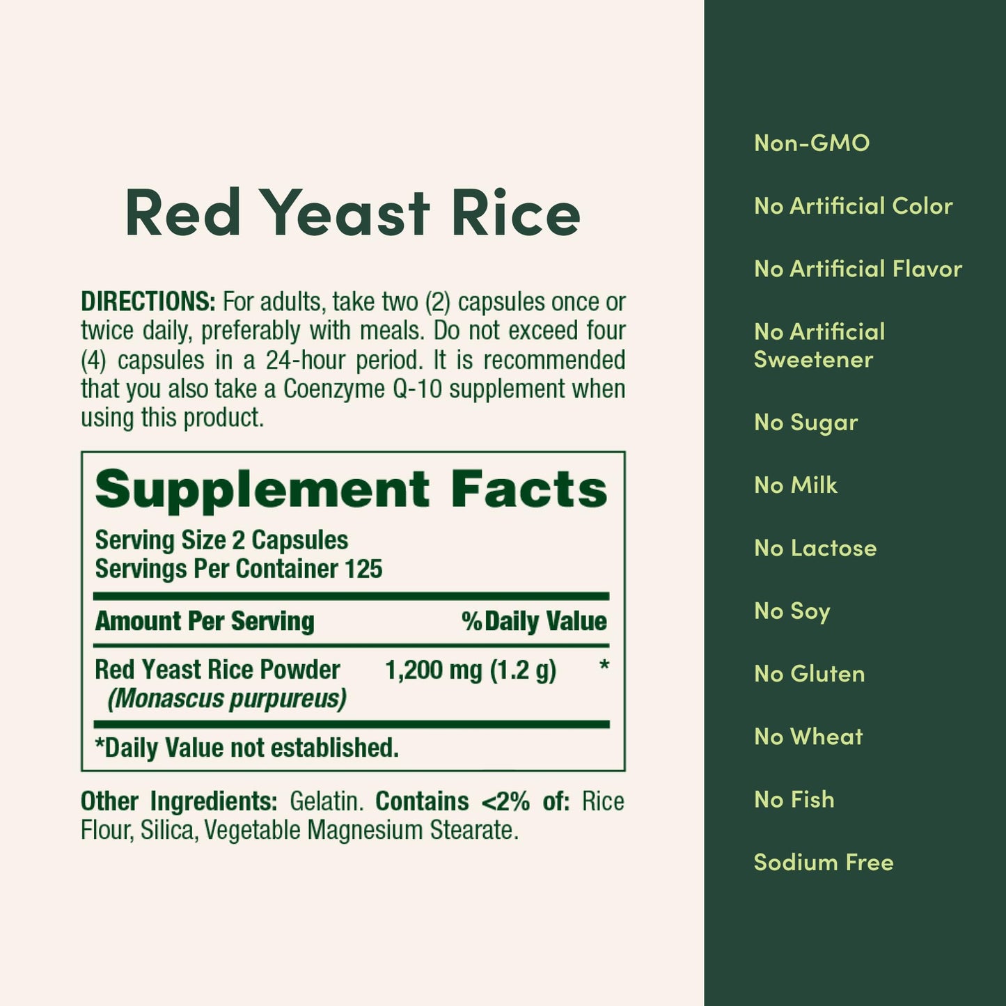 Nature's Bounty Red Yeast Rice Herbal Supplement 600mg Capsule, 250 Capsules