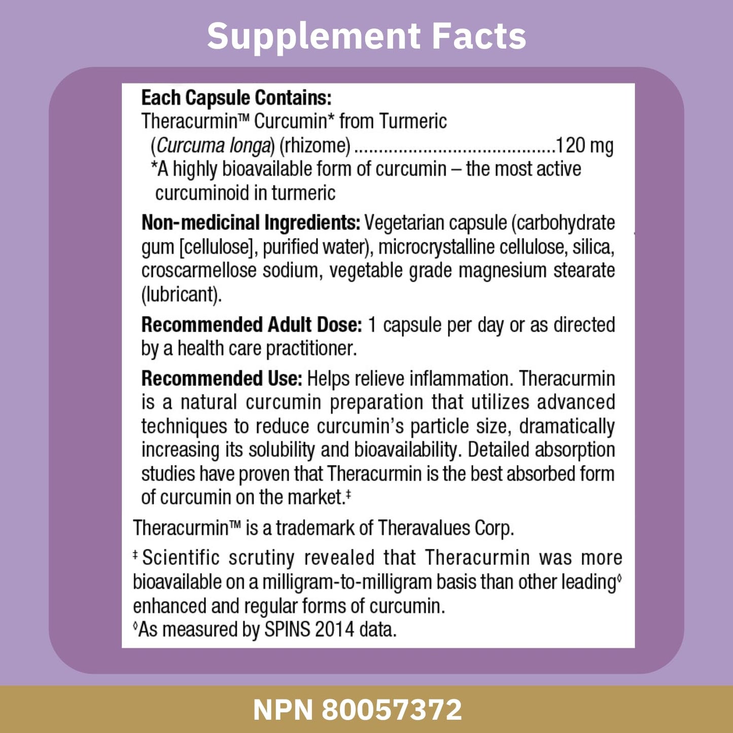Bioclinic Naturals Theracurmin 2X 120mg Capsule, 75 Count